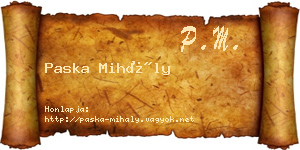 Paska Mihály névjegykártya